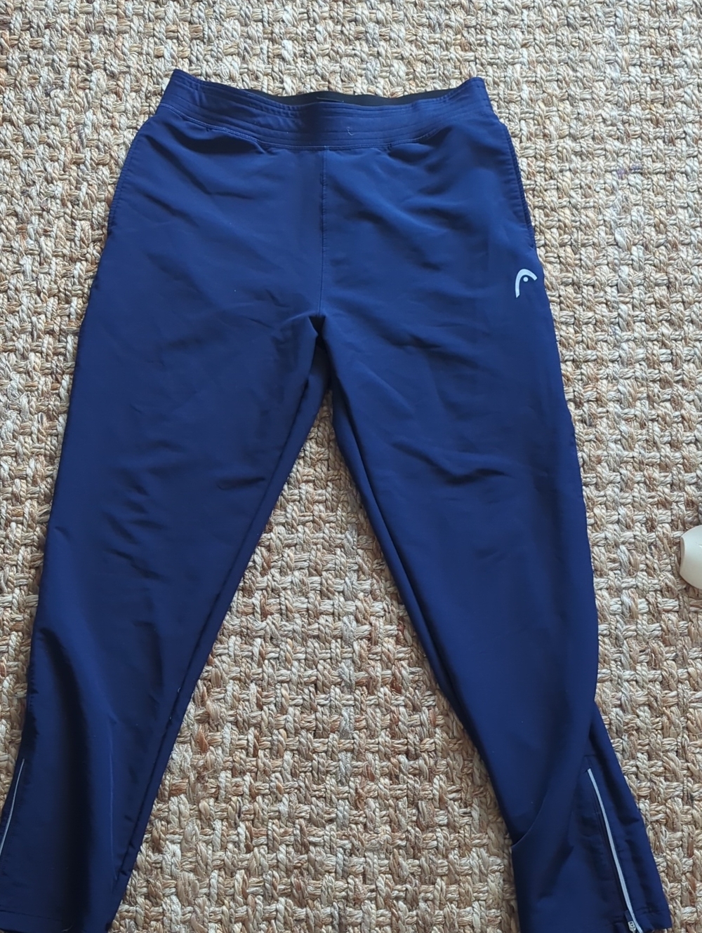 HEAD Men's Navy Blue Athletic Track Pants Ankle Zip Joggers Size L